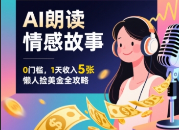 Ai朗读情感故事，0门槛，1天收入5张，每天10分钟，懒人捡美金全攻略-51云资源