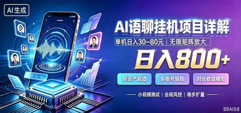 AI语聊挂机,日入800 ,适用个人副业,工作室矩阵操作-51云资源