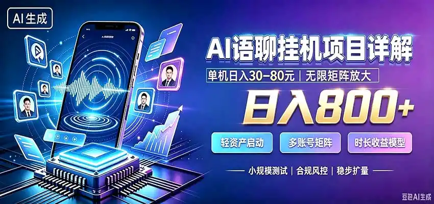 AI语聊挂机,日入800 ,适用个人副业,工作室矩阵操作-51云资源