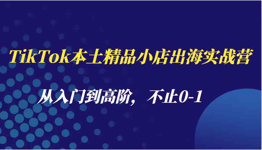 TikTok本土精品小店出海实战营,从入门到高阶,不止0-1-51云资源