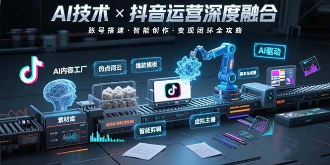 （15630期）AI技术与抖音运营的深度融合应用：涵盖账号搭建、内容创作、收益变现等-51云资源