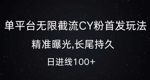 单平台无限截流创业粉首发玩法,精准曝光,长尾持久,日引流100 【揭秘】