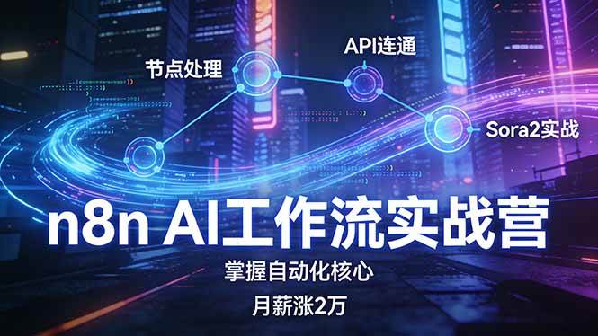 (17458期)n8n AI工作流实战营,节点处理 API连通 Sora2实战,掌握自动化核心月薪涨2万