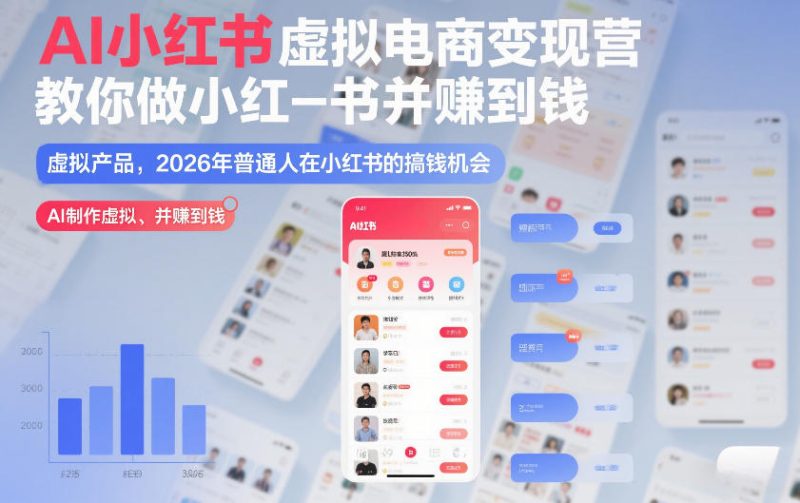 AI小红书虚拟电商变现营，教你做小红书并賺到钱，虚拟产品，2026年普通人在小红书的搞钱机会（更新中）-51云资源