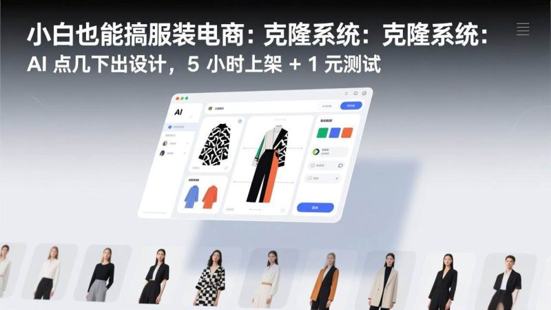 (17411期)小白也能搞服装电商:克隆系统:AI 点几下出设计,5 小时上架 1 元测试-51云资源