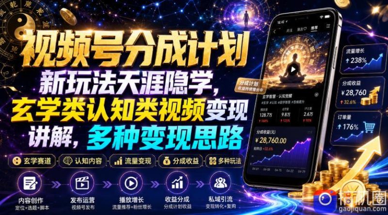 视频号分成计划新玩法天涯隐学，玄学类认知类视频变现讲解，多种变现思路-51云资源