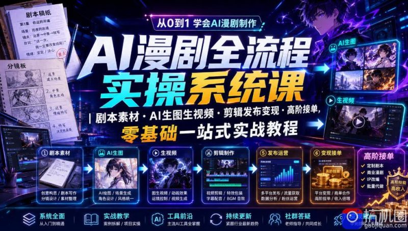 AI漫剧全流程实操系统课|剧本素材・AI生图生视频・剪辑发布变现・高阶接单,零基础一站式实战教程-51云资源