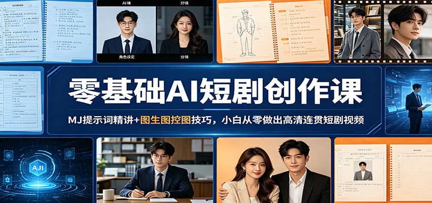 零基础AI短剧创作课:MJ提示词精讲 图生图控图技巧,小白从零做出高清连贯短剧视频-51云资源