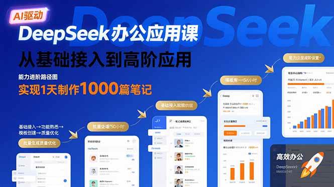 （15754期）DeepSeek办公应用课：从基础接入到高阶应用，实现1天制作1000篇笔记-51云资源