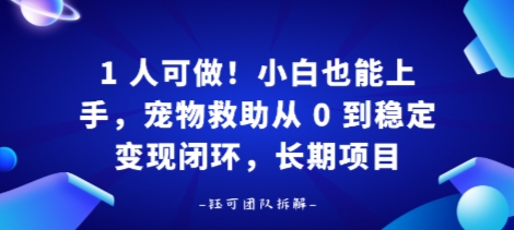 1人可做！小白也能上手，宠物救助从 0 到稳定变现闭环，长期项目-51云资源