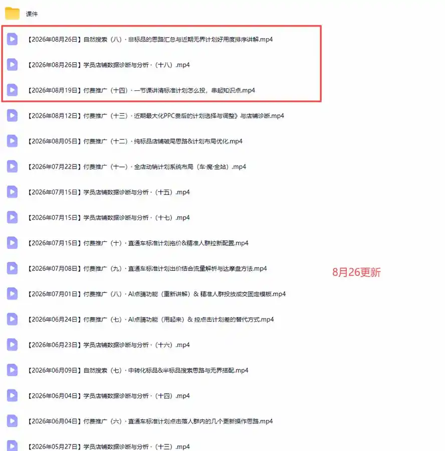 2026淘宝电商终局之战VIP课-更新:自然搜索 直通车 无界 精准人群,系统掌握测款动销与全店推广布局方法