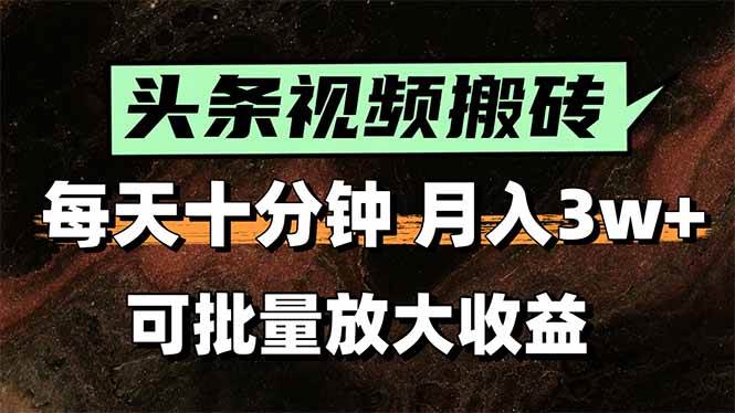 （15582期）2025最新副业玩法！AI全自动搬运视频发头条，无脑发布也能月入过万！-51云资源