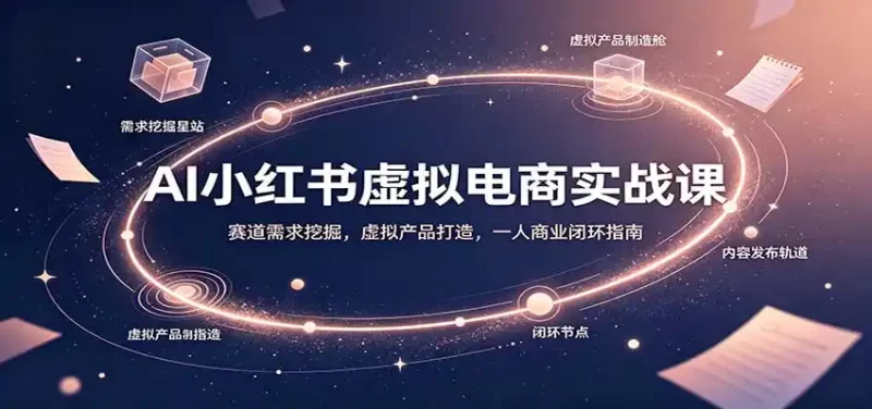 AI小红书虚拟电商实战课:赛道需求挖掘,虚拟产品打造,一人商业闭环指南-51云资源