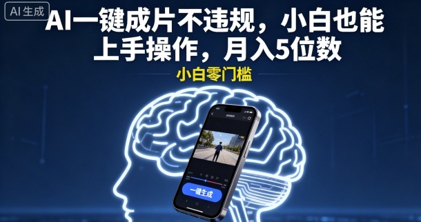 AI一键成片不违规，小白也能上手操作，月入5位数-51云资源