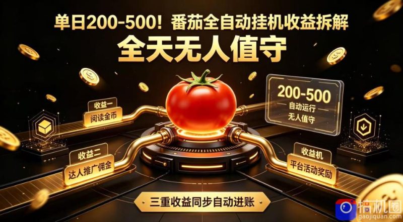单日200-500！番茄全自动挂G收益拆解，全天无人值守，矩阵操作收益翻倍【揭秘】-51云资源