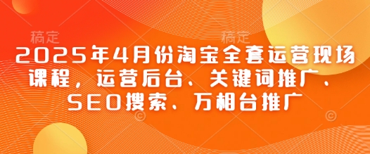 2025年4月份淘宝全套运营现场课程,运营后台、关键词推广、SEO搜索、万相台推广-51云资源