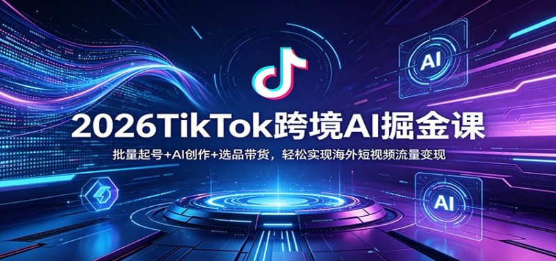 2026TikTok跨境AI掘金课:批量起号 AI创作 选品带货,轻松实现海外短视频流量变现-51云资源