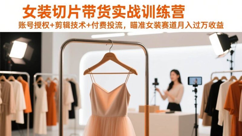 (17357期)女装切片带货实战训练营,账号授权 剪辑技术 付费投流,瞄准女装赛道月入过万收益-51云资源