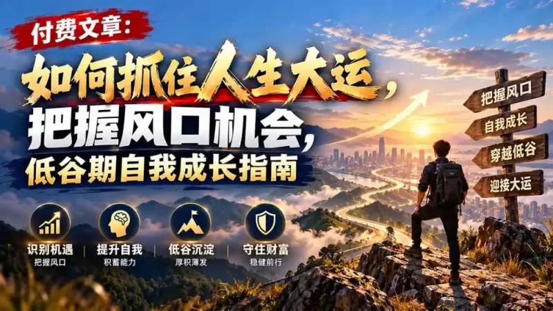 付费文章：如何抓住人生大运，把握风口机会，低谷期自我成长指南-51云资源