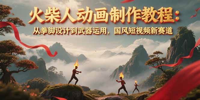 (15171期)火柴人动画制作教程:从拳脚设计到武器运用,国风短视频新赛道-51云资源