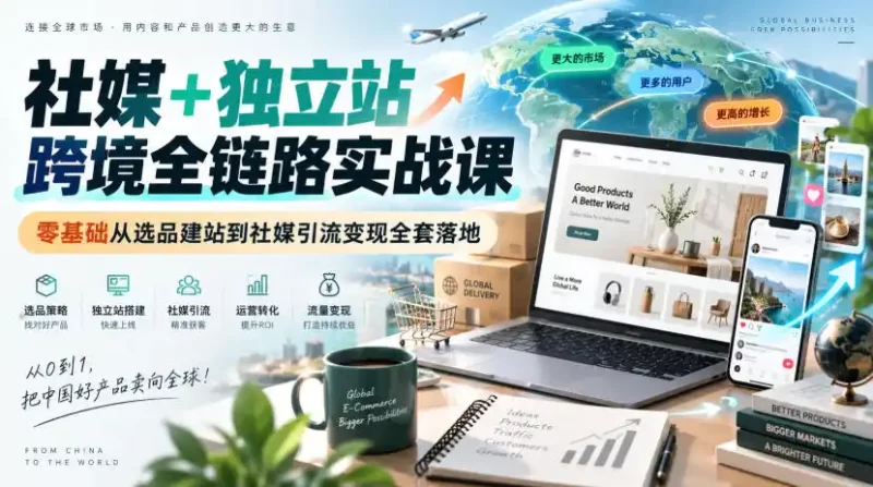 社媒 独立站跨境全链路实战课|零基础从选品建站到社媒引流变现全套落地-51云资源