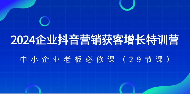 2024企业抖音营销获客增长特训营，中小企业老板必修课（29节课）-51云资源
