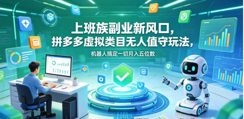 上班族副业新风口，拼多多虚拟类目无人值守玩法【揭秘】-51云资源