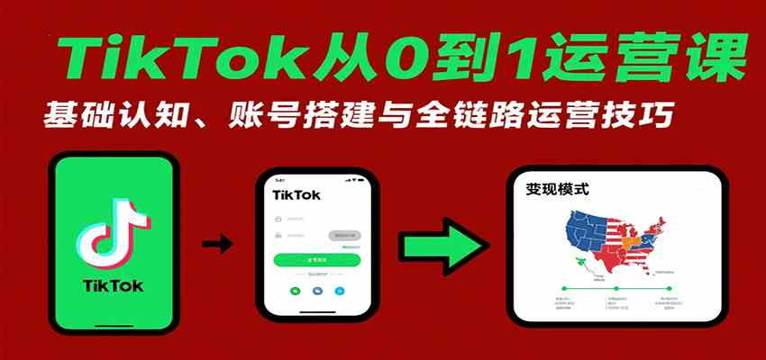 TikTok从0到1运营课：基础认知、账号搭建与全链路运营技巧-51云资源