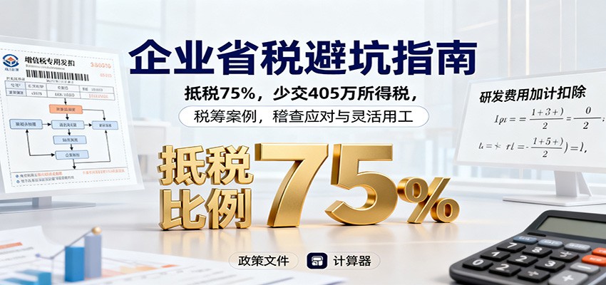 企业省税避坑指南:抵税75%,少交405万所得税,税筹案例,稽查应对与灵活用工-51云资源