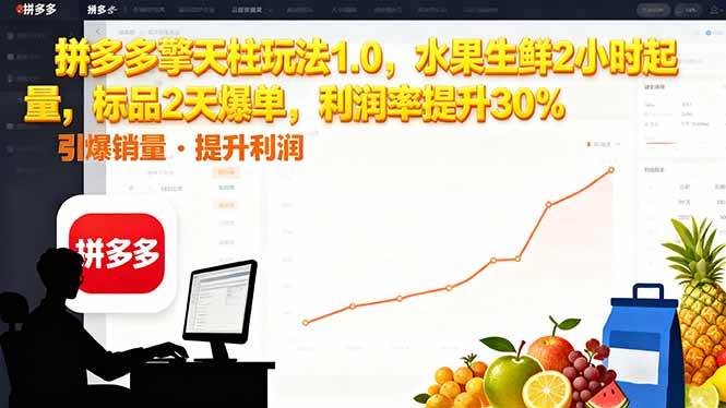（16429期）拼多多 擎天柱玩法1.0，水果生鲜2小时起量，标品2天爆单，利润率提升30%-51云资源