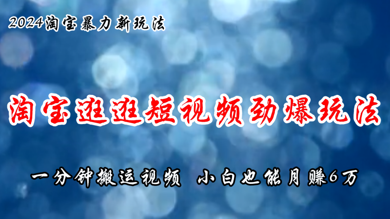 (11726期)淘宝逛逛短视频劲爆玩法,只需一分钟搬运视频,小白也能月赚6万-51云资源