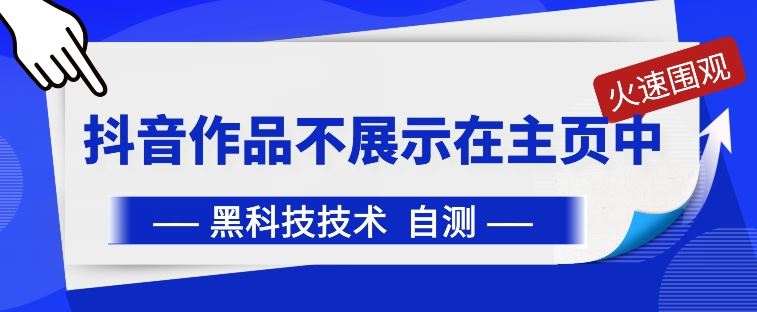 抖音黑科技：抖音作品不展示在主页中【揭秘】-51云资源
