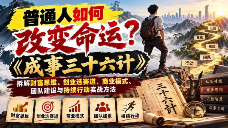 普通人如何改变命运？《成事三十六计》拆解财富思维、创业选赛道、商业模式、团队建设与持续行动实战方法-51云资源