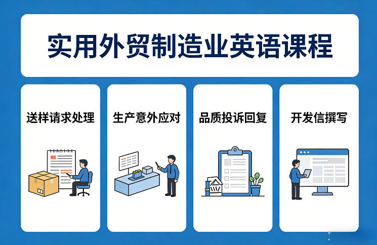 实用外贸制造业英语课程，教你专业处理送样请求、应对生产意外、回复品质投诉、撰写开发信等-51云资源