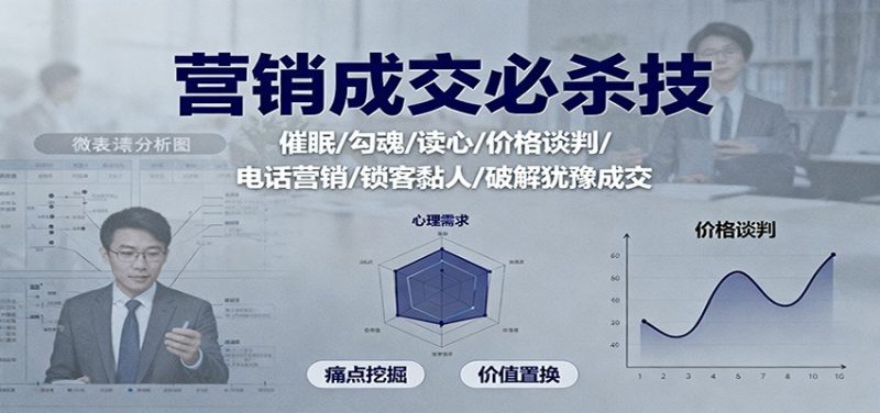 营销成交必杀技:催眠/勾魂/读心/价格谈判/电话营销/锁客黏人/破解犹豫成交-51云资源