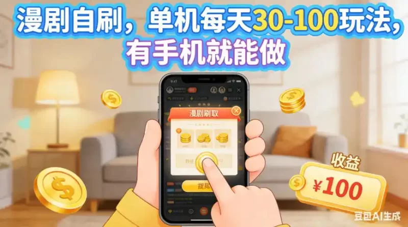 漫剧自刷，单机每天30-100玩法，有手机就能做，可矩阵操作放大收益【揭秘】-51云资源