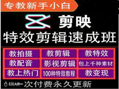 剪映特效教程和运营变现教程，特效剪辑速成班，专教新手小白-51云资源