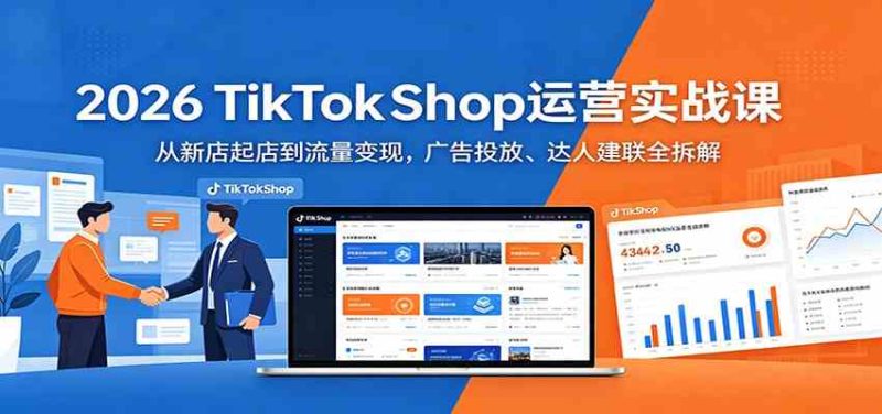 2026 TikTokShop运营实战课:从新店起店到流量变现,广告投放、达人建联全拆解-51云资源
