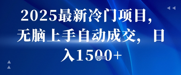 2025最新冷门项目，无脑上手自动成交，日入多张-51云资源