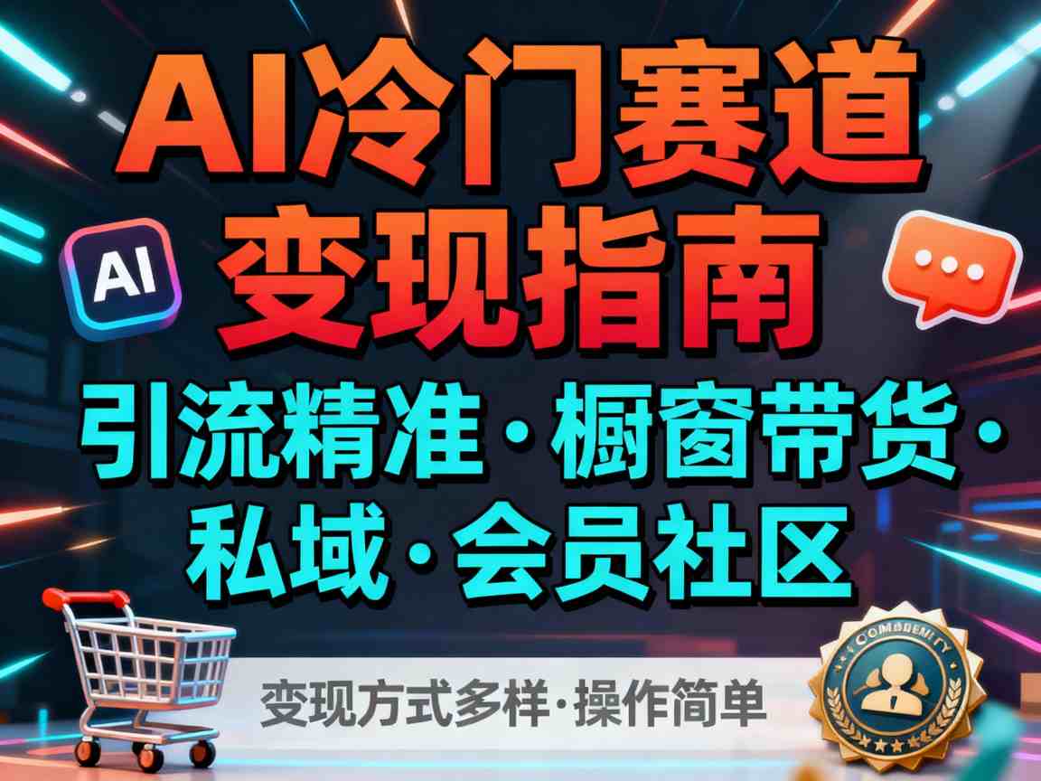 AI冷门赛道,引流精准,橱窗带货 私域 会员社区,变现方式多样,操作简单