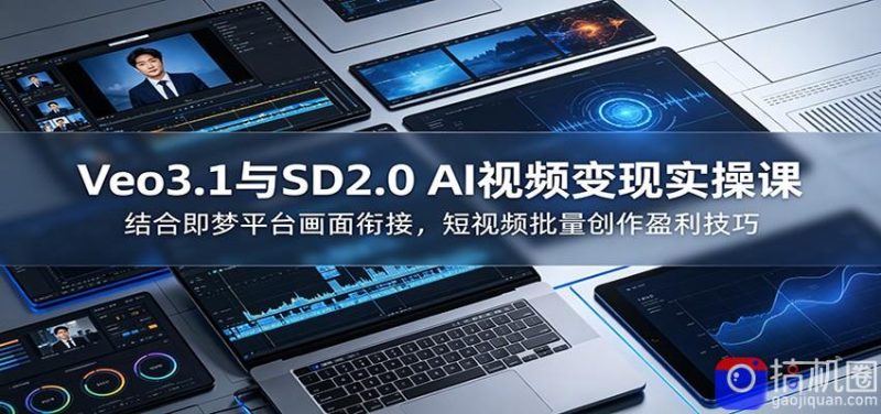 Veo3.1与SD2.0 AI视频变现实操课课：结合即梦平台画面衔接，短视频批量创作盈利技巧-51云资源