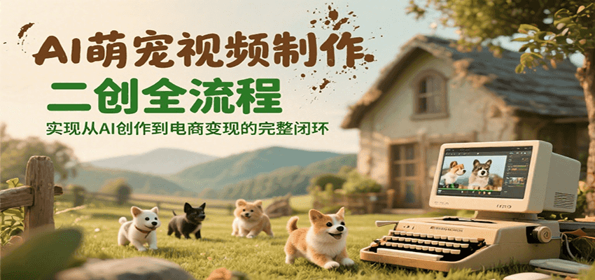 AI萌宠视频制作二创全流程,实现从AI创作到电商变现的完整闭环-51云资源