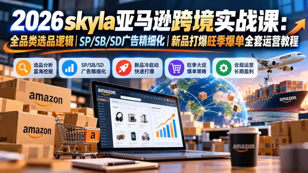 skyla亚马逊跨境实战课-更新1019：全品类选品逻辑｜SP/SB/SD广告精细化｜新品打爆旺季爆单全套运营教程-51云资源
