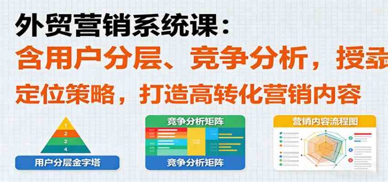 外贸营销系统课:含用户分层、竞争分析,授卖品、定位策略,打造高转化营销内容-51云资源