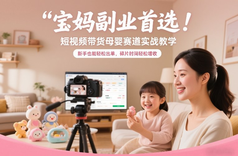 宝妈副业首选！短视频带货母婴赛道实战教学，新手也能轻松出单，碎片时间轻松增收-51云资源