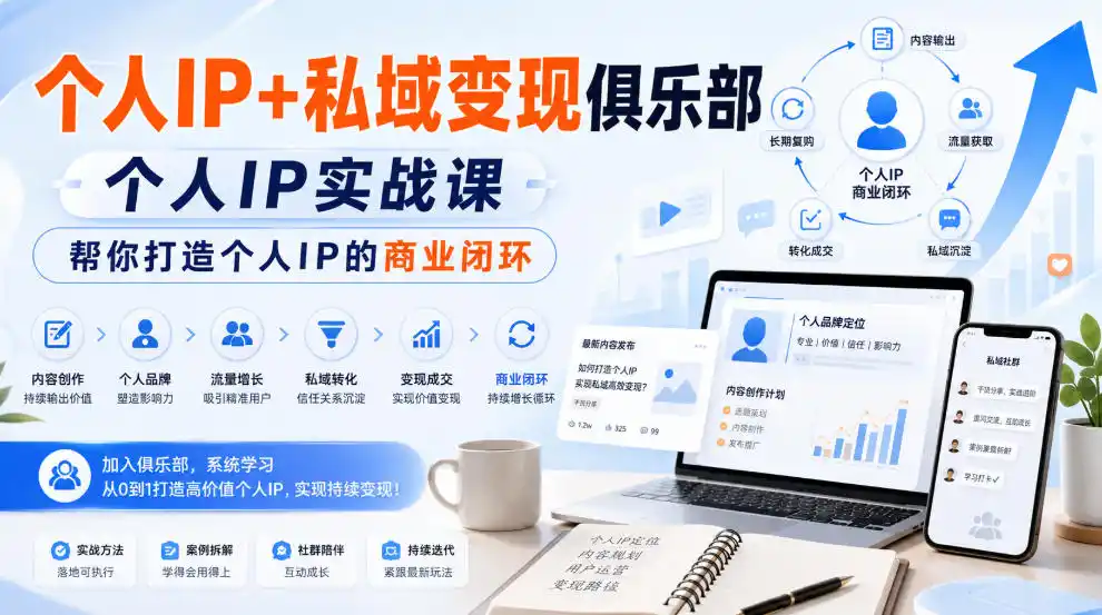 个人IP 私域变现俱乐部，个人IP实战课，帮你打造个人IP的商业闭环-51云资源