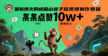 最新爆火的峨眉山猴子短视频制作教程，条条点赞10w ，谁做谁火【教程 提示词】-51云资源