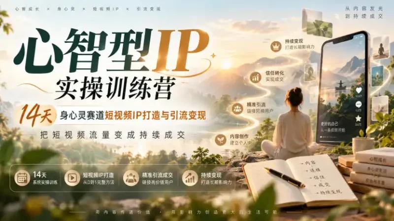 心智型IP实操训练营｜14天身心灵赛道短视频IP打造与引流变现，把短视频流量变成持续成交-51云资源