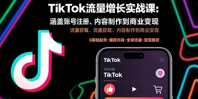 (15791期)TikTok流量增长实战课:涵盖账号注册、流量获取、内容制作到商业变现-51云资源