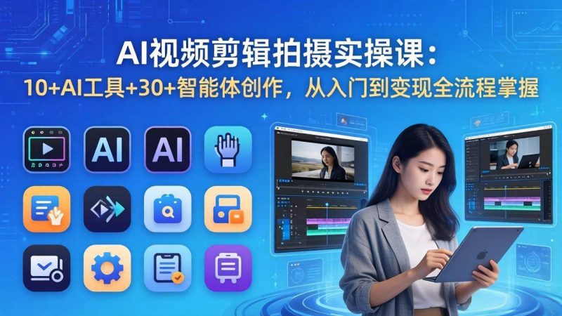 （17818期）AI 视频剪辑拍摄实操课：10 AI工具 30 智能体创作，从入门到变现全流程掌握-51云资源